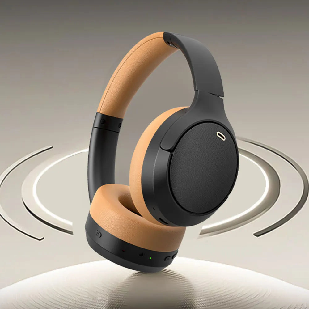 Wireless Active Noise Cancelling HeadPhones | Black / Brown