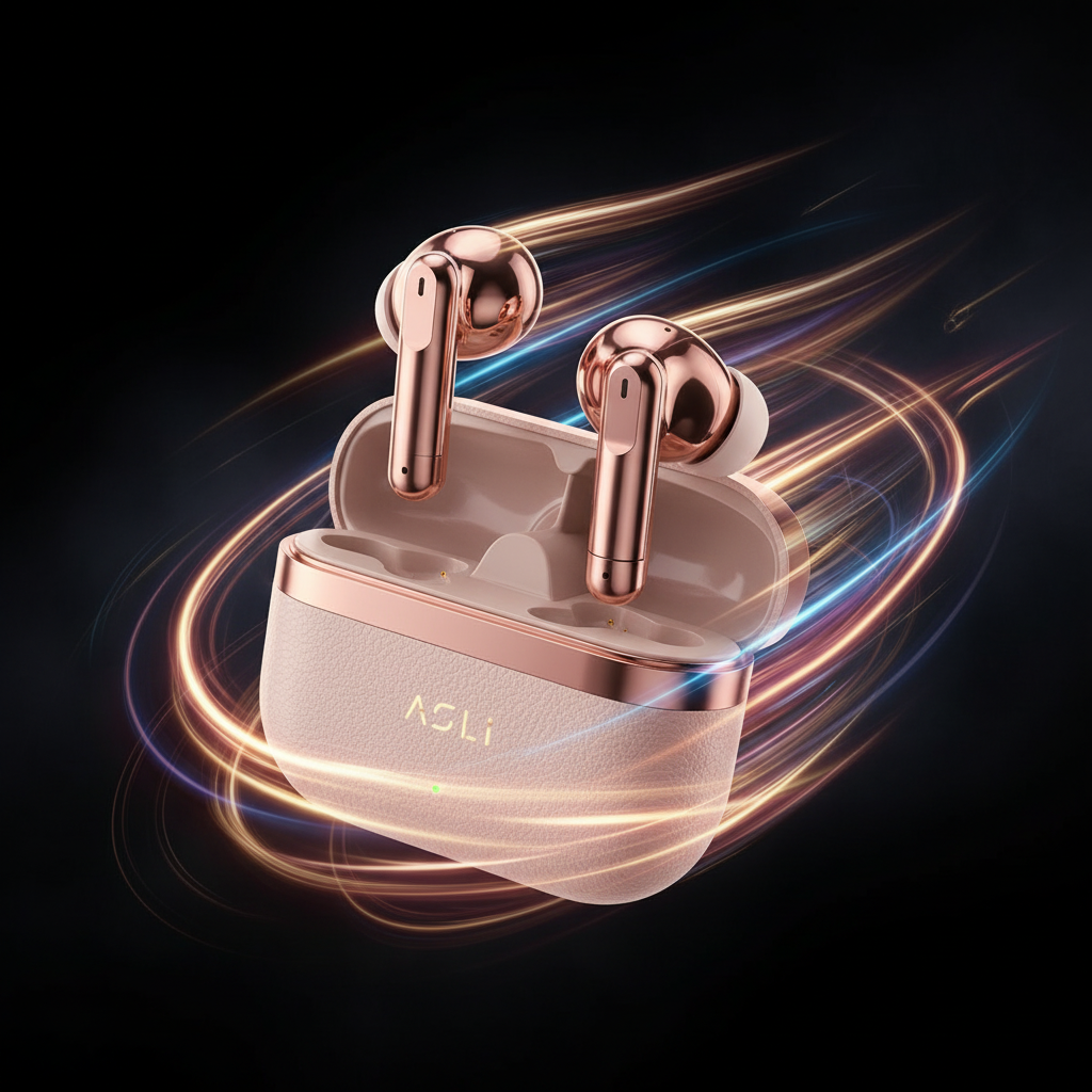 Asli Global EcoPods Air TWS Wireless ANC Bluetooth Earbuds with Active Noise Cancellation | Gold