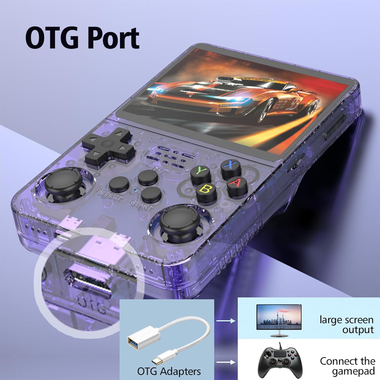 Asli Global Xretro Engine 3.5 Xretro Handheld Game Console With Linux System 128GB | Purple