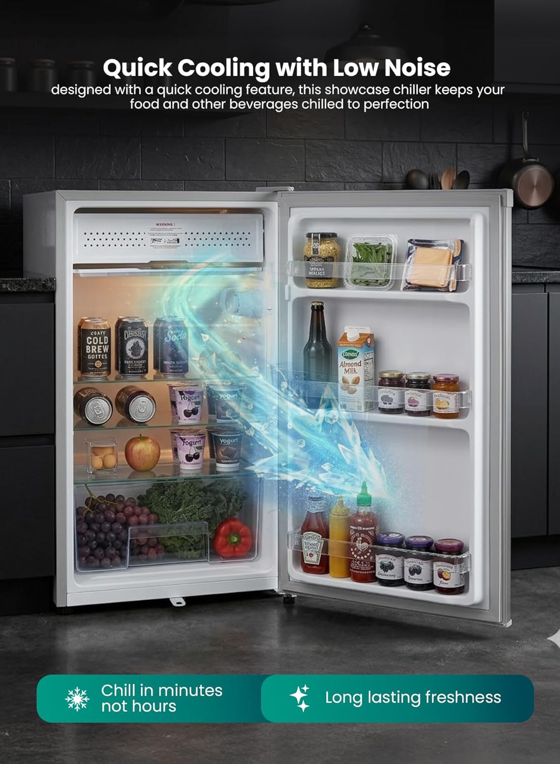 Geepas 110L Single Door Refrigerator - Free Standing Durable Double Door Refrigerator, Quick Cooling & Long-lasting Freshness, Low Noise, Defrost Refrigerator