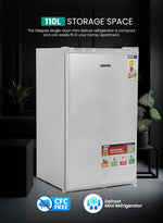 Geepas 110L Single Door Refrigerator - Free Standing Durable Double Door Refrigerator, Quick Cooling & Long-lasting Freshness, Low Noise, Defrost Refrigerator