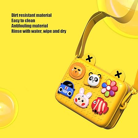 Kids Casual Handbag with Zipper & Adjustable Strap DIY Bag Fashion Creative Diagonal Bag Yellow | 220081