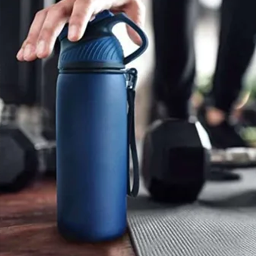 Asli Global 600ml Stainless Steel Metal Canteen for Travel Water Bottle | Blue