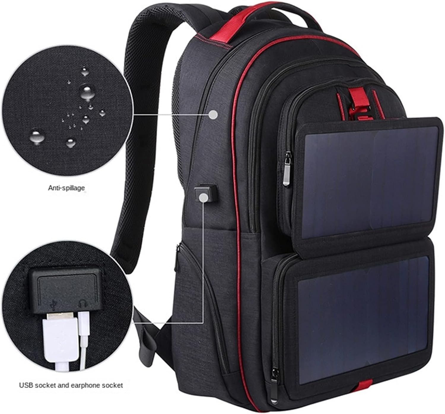 HAWEEL 14W Foldable Solar Power Outdoor Portable Canvas Dual Shoulders Laptop Backpack, USB Output: 5V 2.1A Max