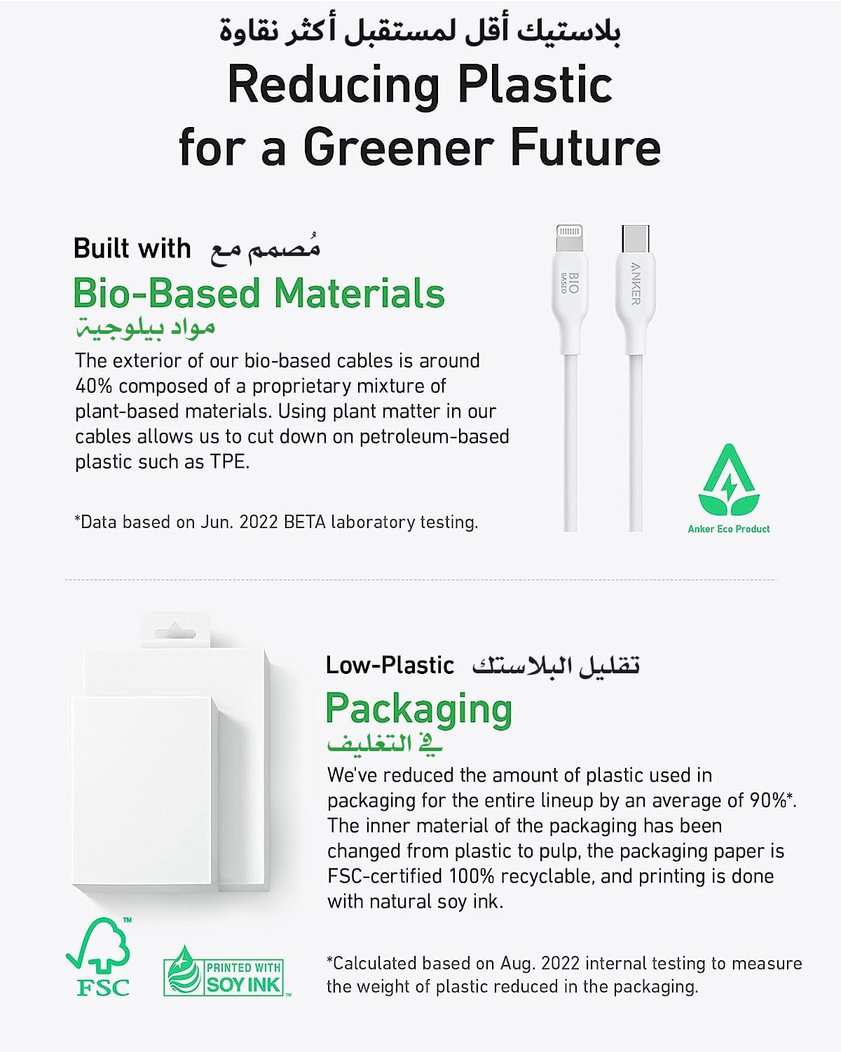 Anker Bio Based And Durable 542 USB-C to Lightning Cable 6ft | White