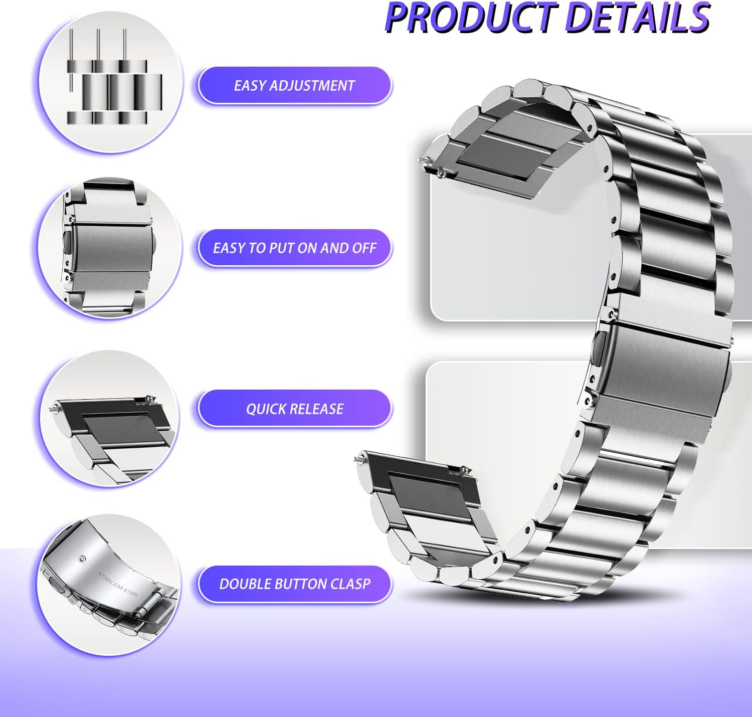 Stainless Steel Band For Watch 45/49 | Silver