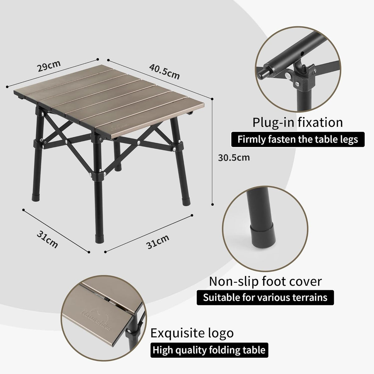 Naturehike Outdoor Portable Folding Table – Brown | Small
