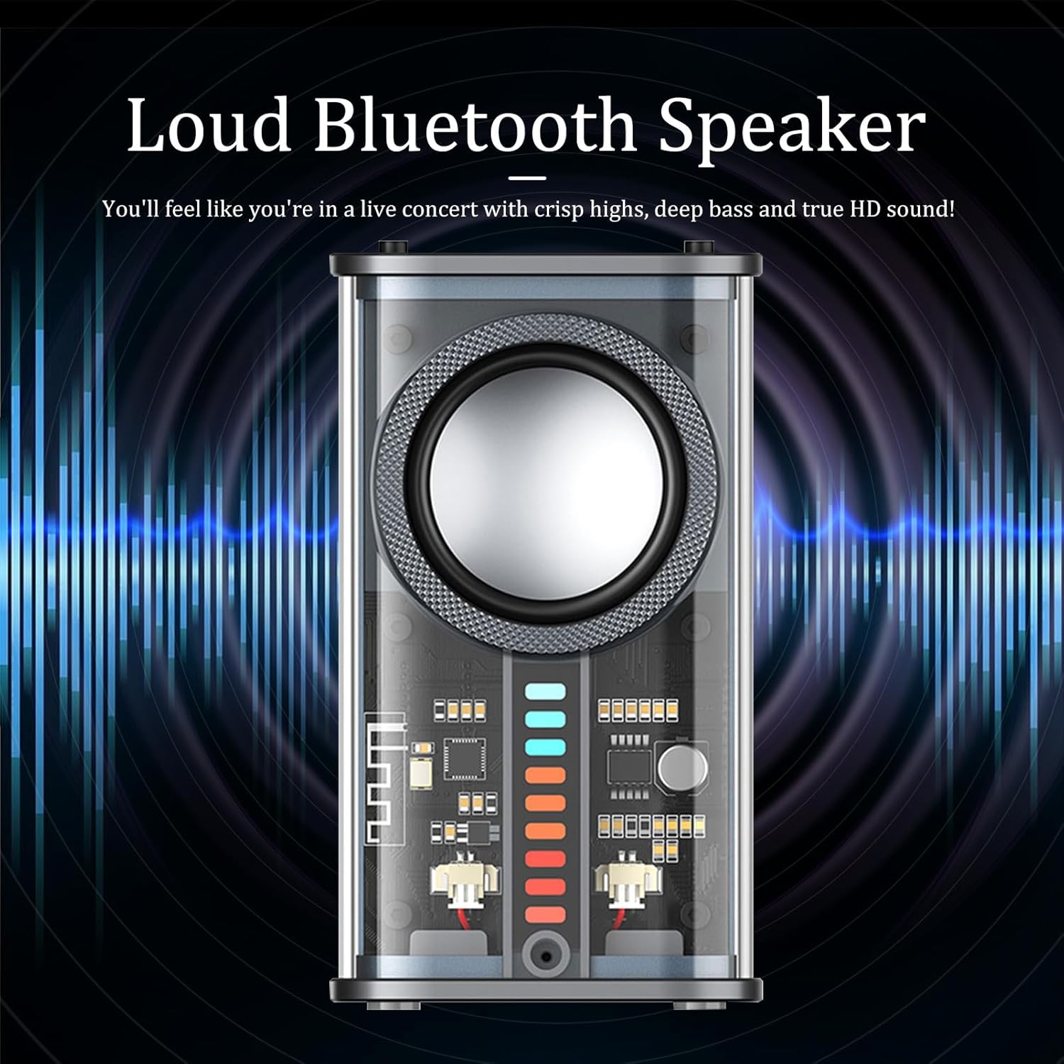 Transparent Mecha Wireless Stereo Bluetooth Speaker - Black (K07B)