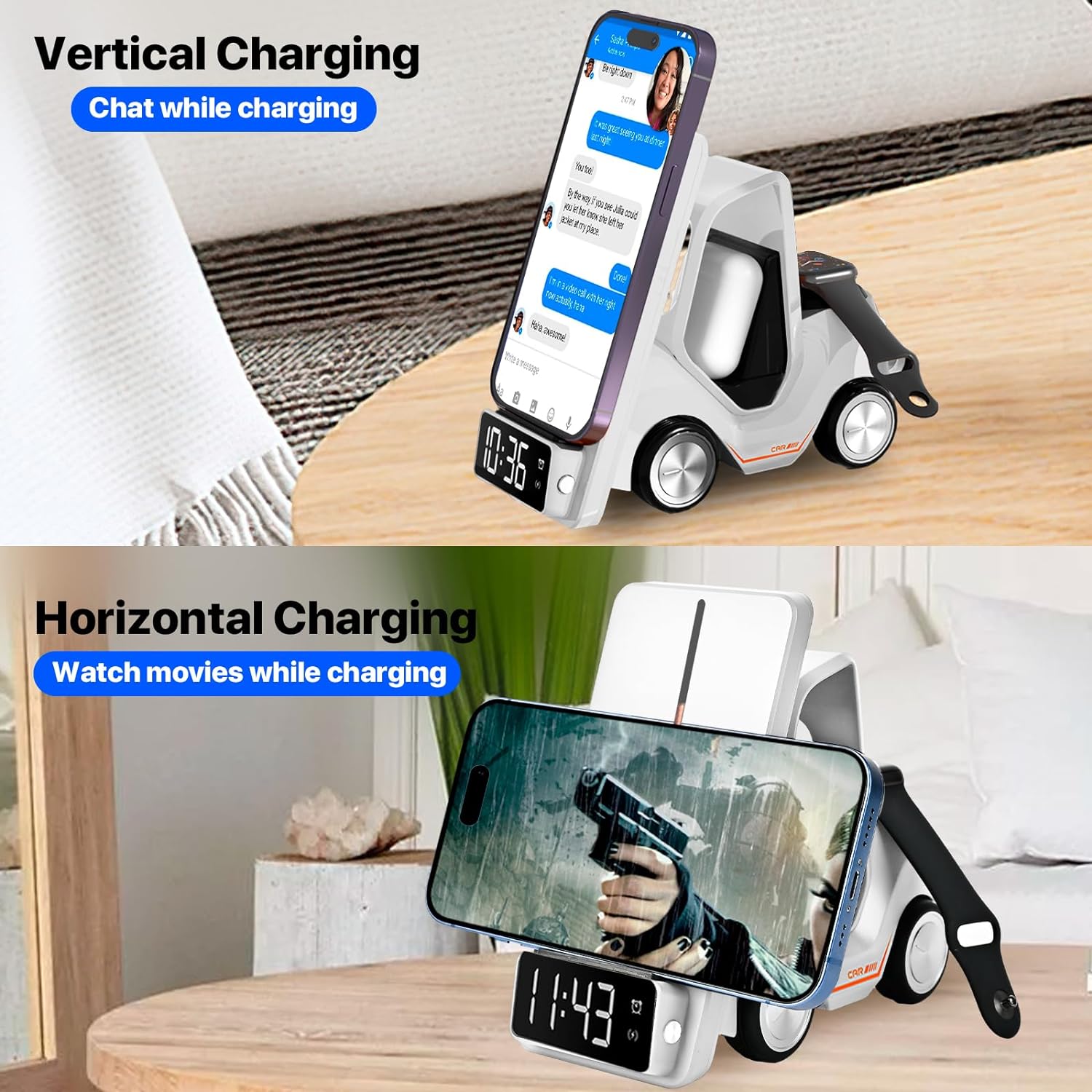 5in1 Smart Desktop Multifunctional Wireless Charging | White