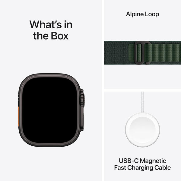 Apple Watch Ultra 2 (2024) - 49mm - GPS + Cellular - Black Titanium Case - Alpine Loop - Small | Dark Green