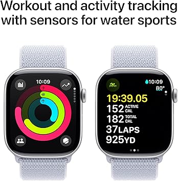 Apple Watch Series 10 - 46mm - GPS - Silver Aluminium Case - Sport Loop | Blue Cloud