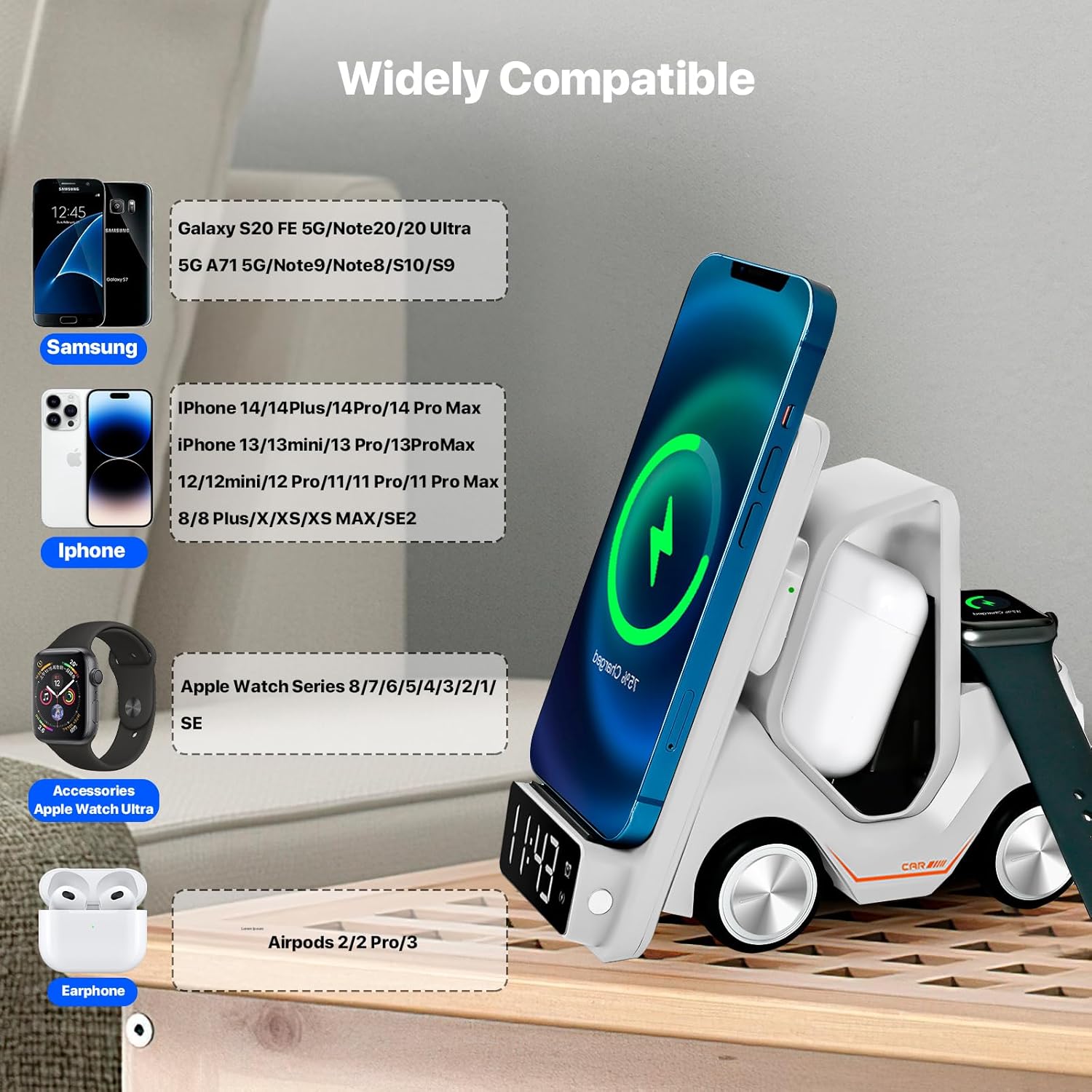 5in1 Smart Desktop Multifunctional Wireless Charging | White