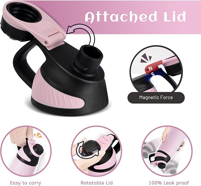 Asli Global 800ml Stainless Steel Metal Canteen for Travel Water Bottle | Pink