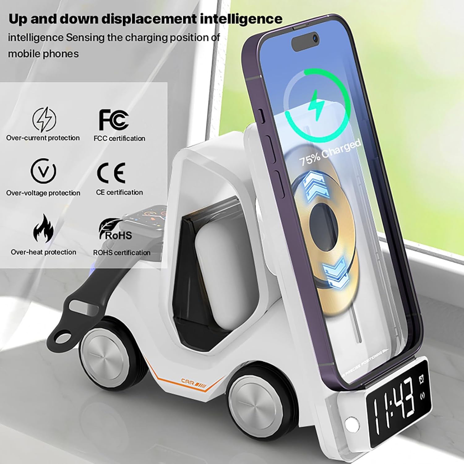 5in1 Smart Desktop Multifunctional Wireless Charging | White