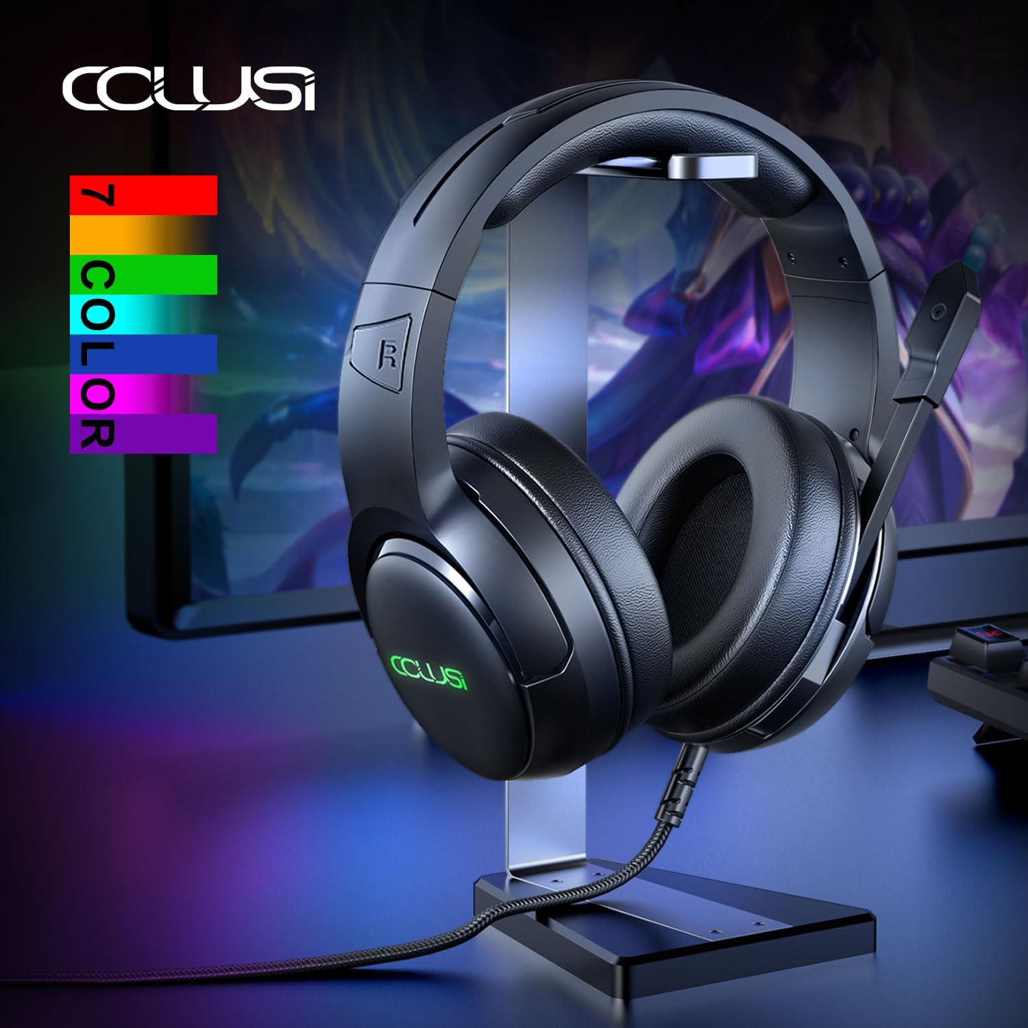 Colusi Multi-Platform Gaming Headset – 3.5mm + USB For PC, PS4/PS5, Xbox, Switch | Black