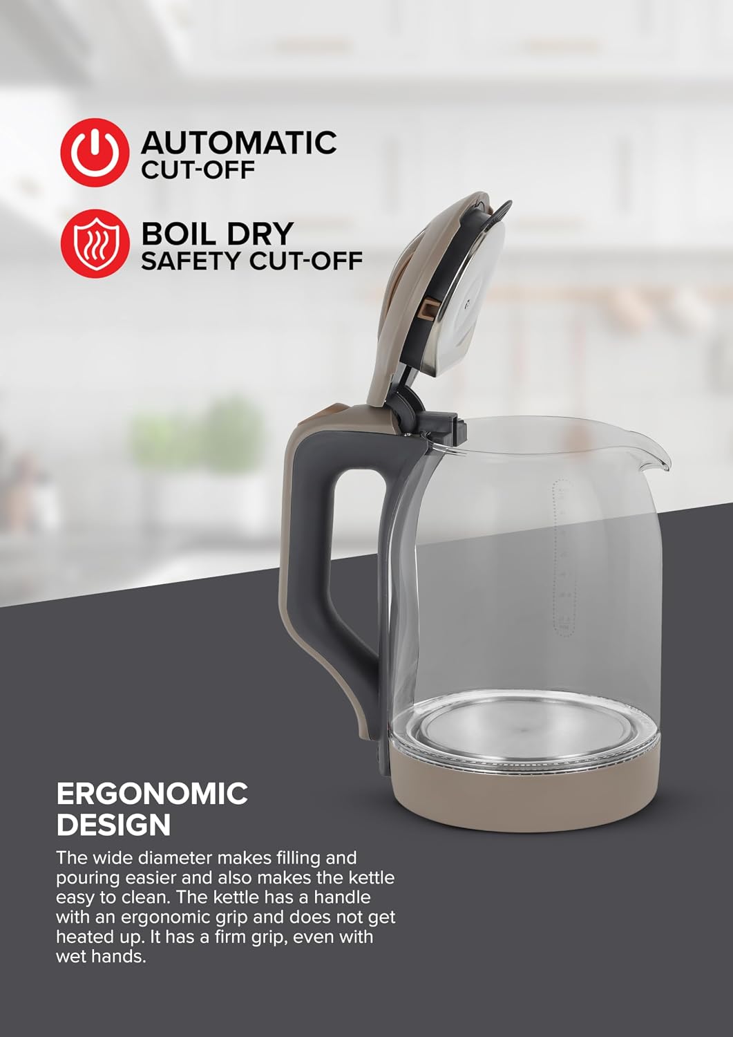Olsenmark Illuminating Glass Kettle 1.8L 1500W