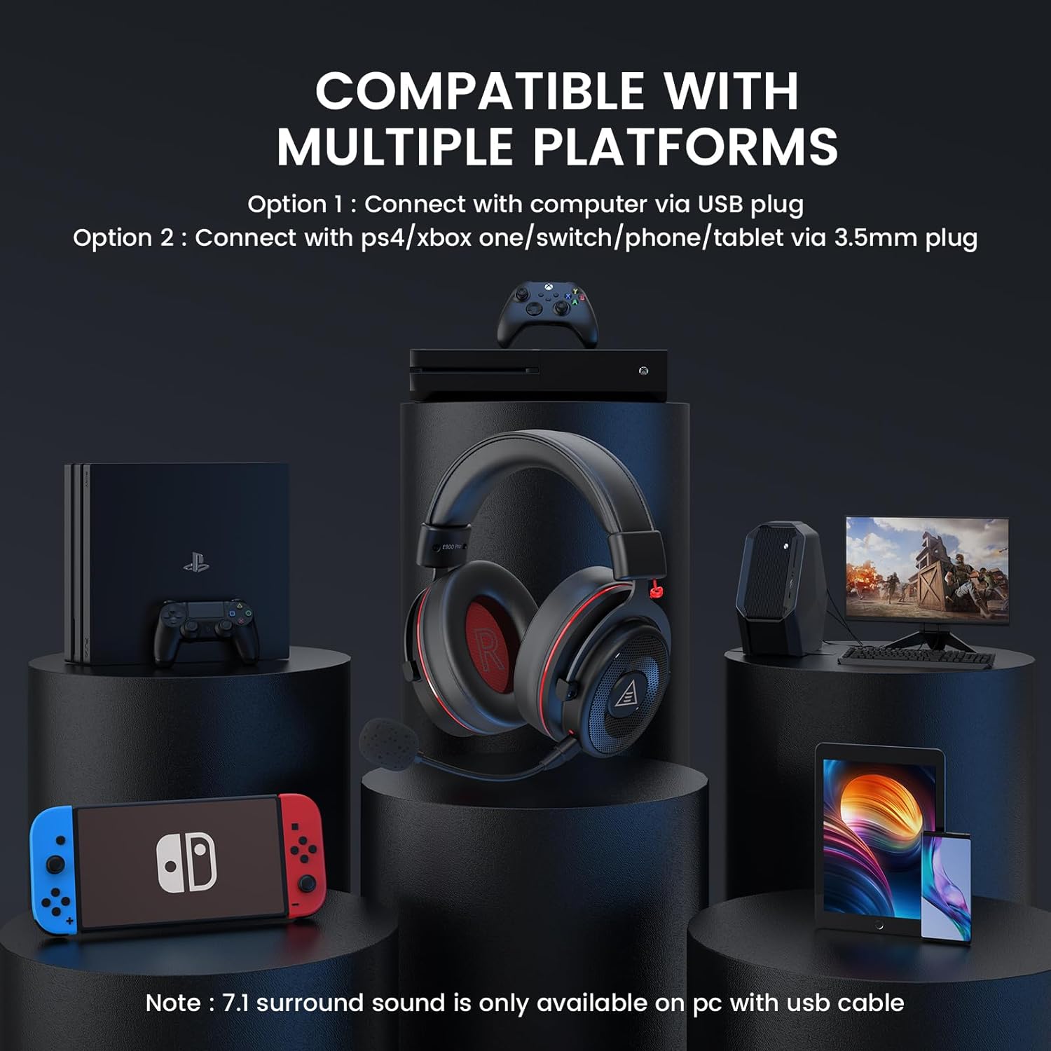 EKSA Gaming Headset With 3.5mm Jack | Black Red