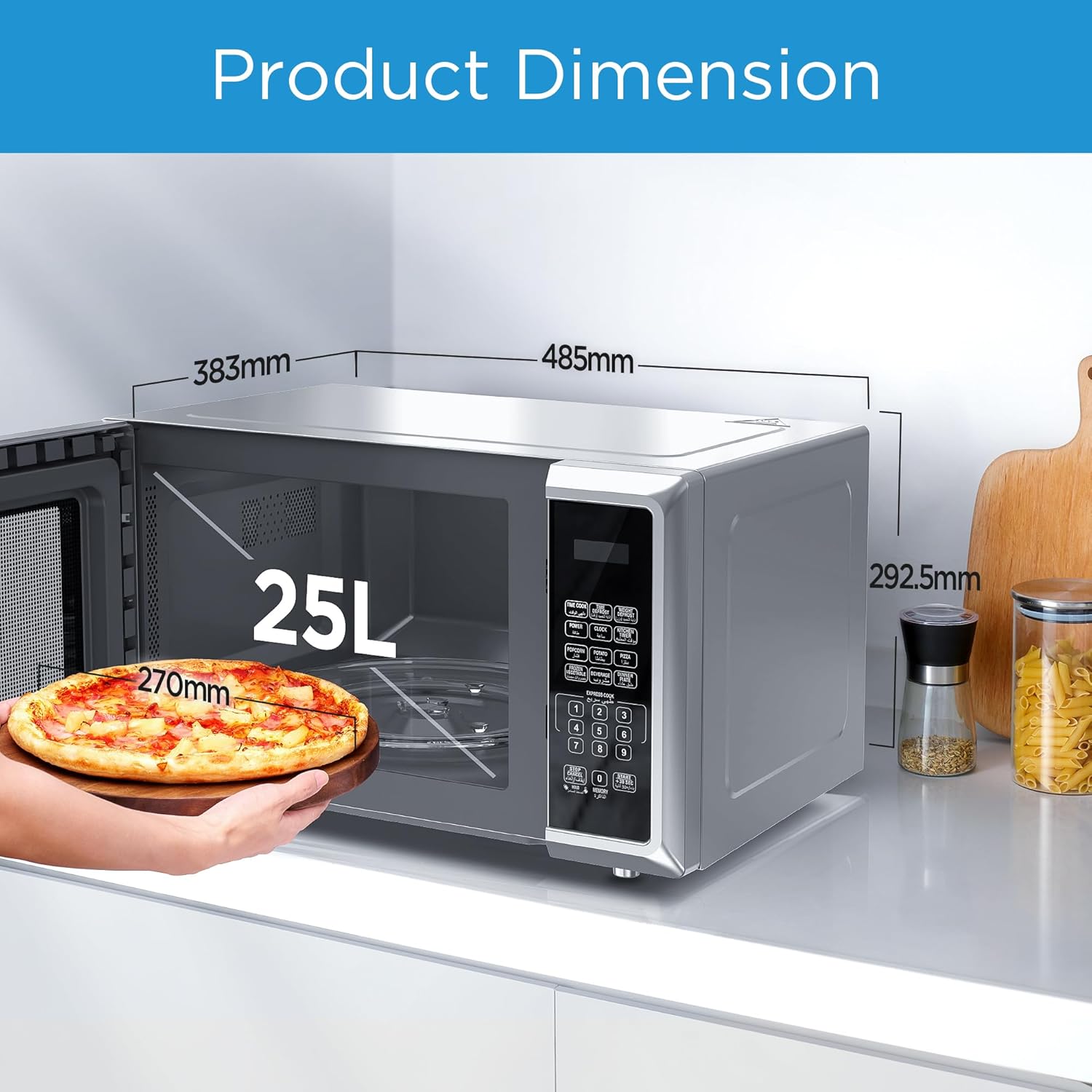 Midea 25L Microwave – Digital Control, 900W, Grill, Child Lock, +30s Start