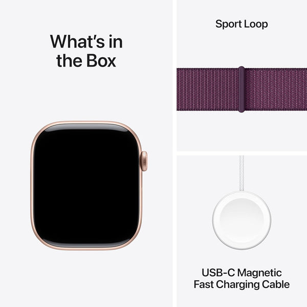 Apple Watch Series 10 GPS 46mm Rose Gold Aluminium Case with Plum Sport Loop