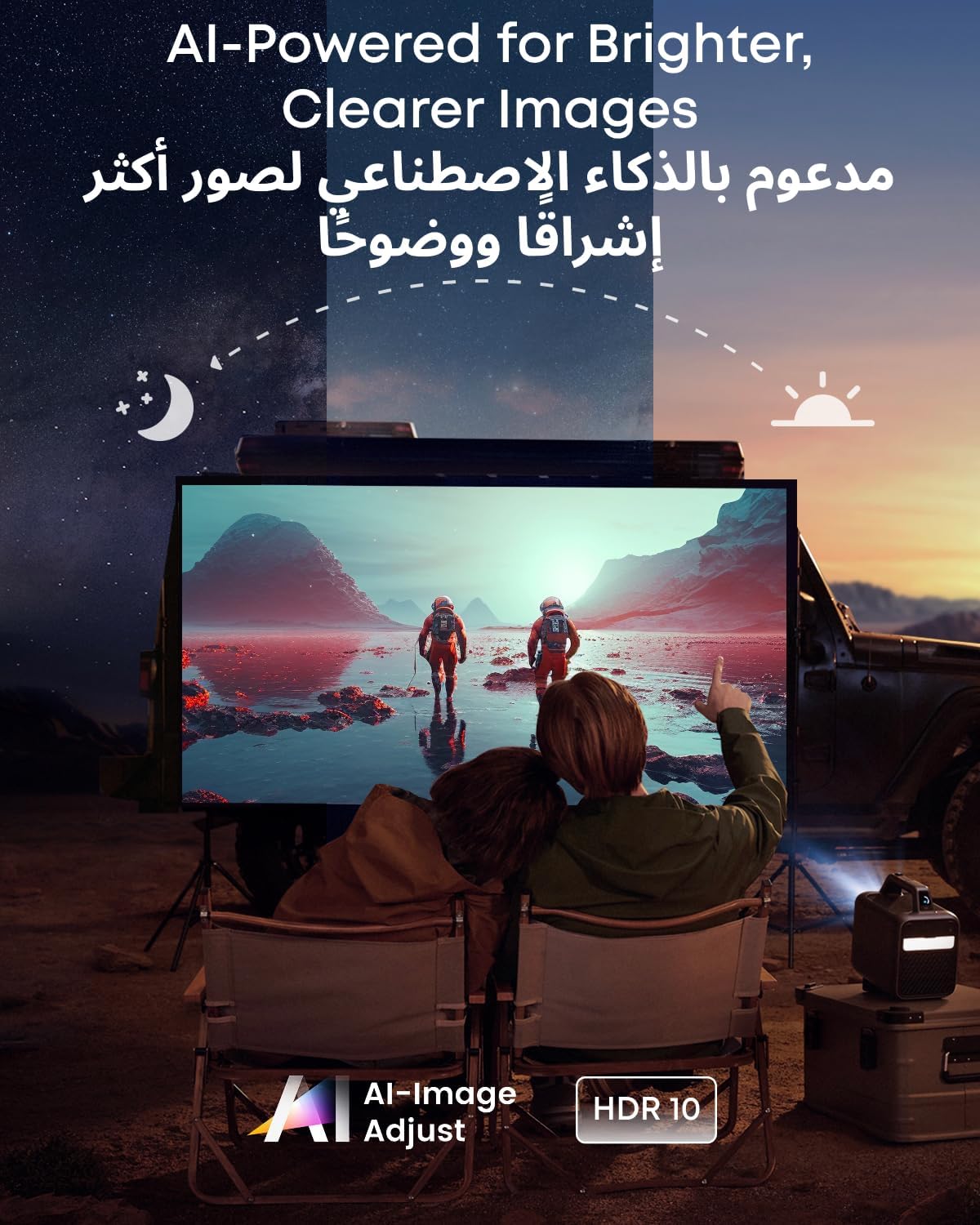 بروجيكتور نيوبولا مارس 3 للخارج، 1000 ANSI لومن، Full HD، مع نظام Android TV 11 وسماعات Dolby Audio 40W وبطارية تدوم 5 ساعات | أسود