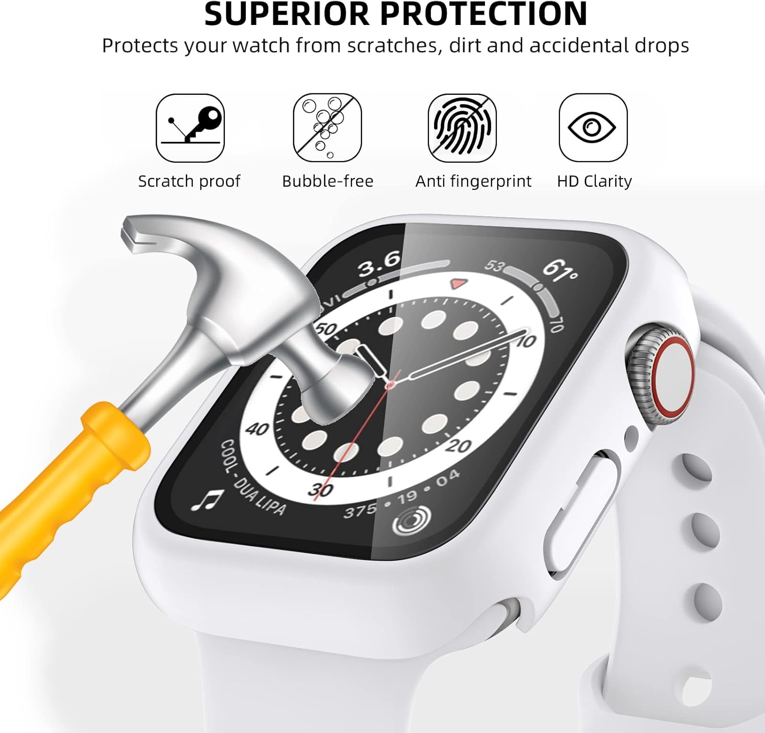 Anank Glass Protector For Apple Watch S7 45mm | White
