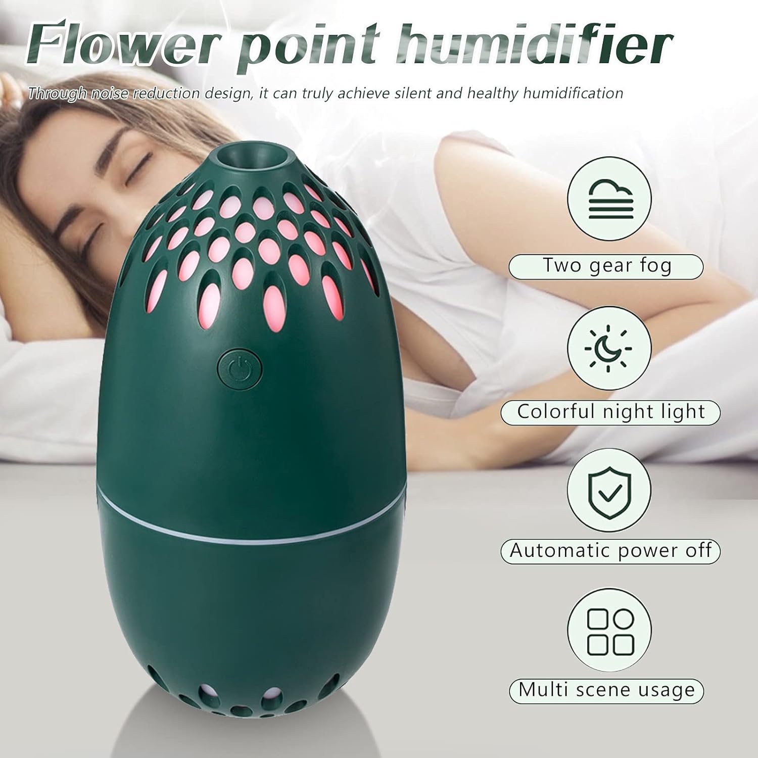 Ultrasonic air humidifier for home and car Green