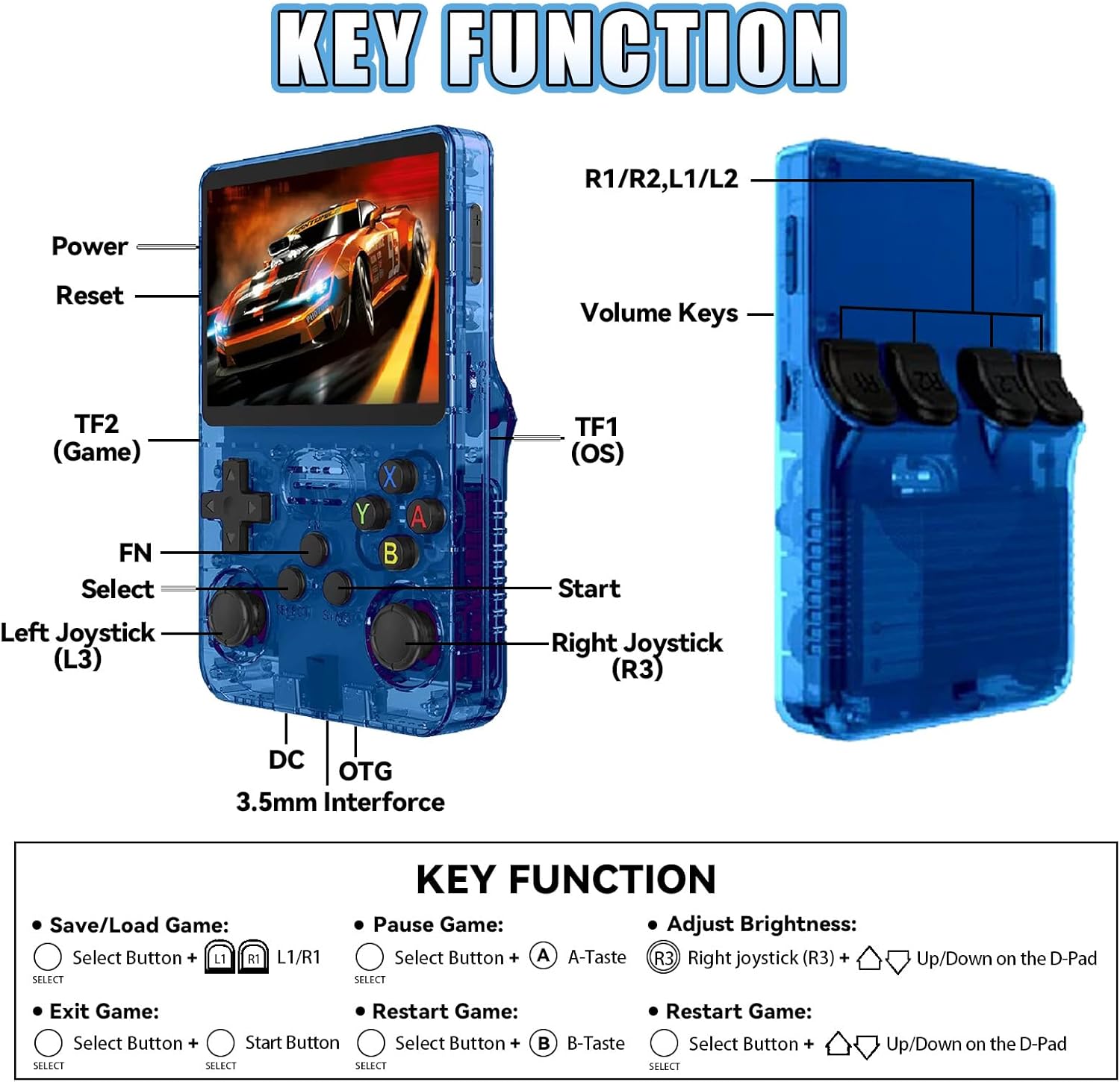 Asli Global Xretro Engine 3.5 Xretro Handheld Game Console With Linux System 128GB | Blue