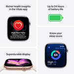 ساعة Apple Watch Series 11 GPS، 42 مم، هيكل ألومنيوم ذهبي وردي مع سوار رياضي وردي فاتح – S/M