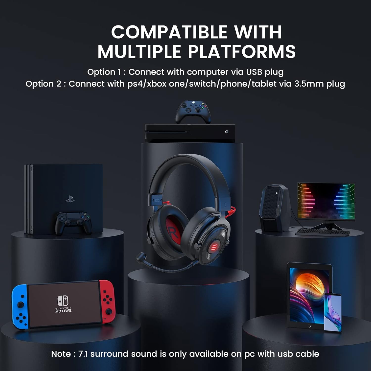 EKSA Gaming Headset With 3.5mm Jack | Black Red