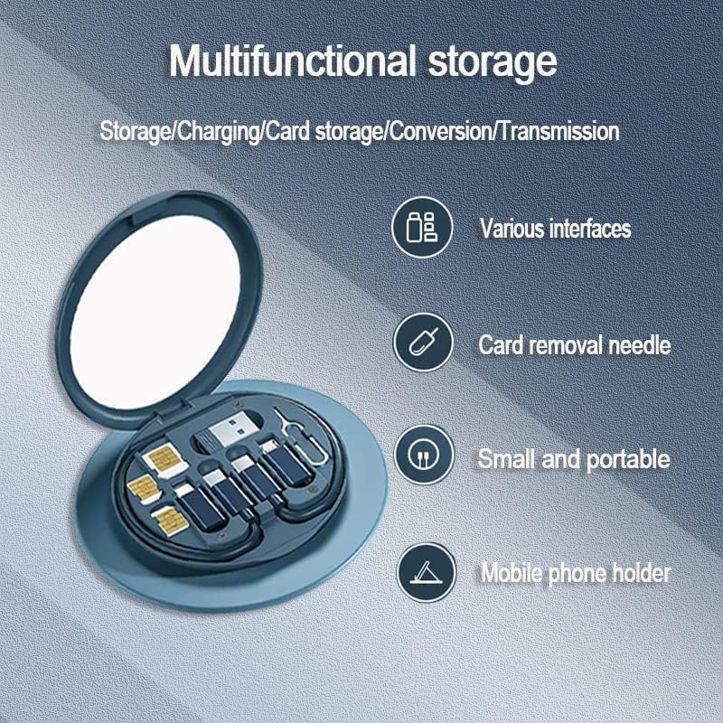 مجموعة محول كيبل شحن  USB Type-C إلى Micro USB / Lightning / USB-A – مع حامل هاتف | أزرق