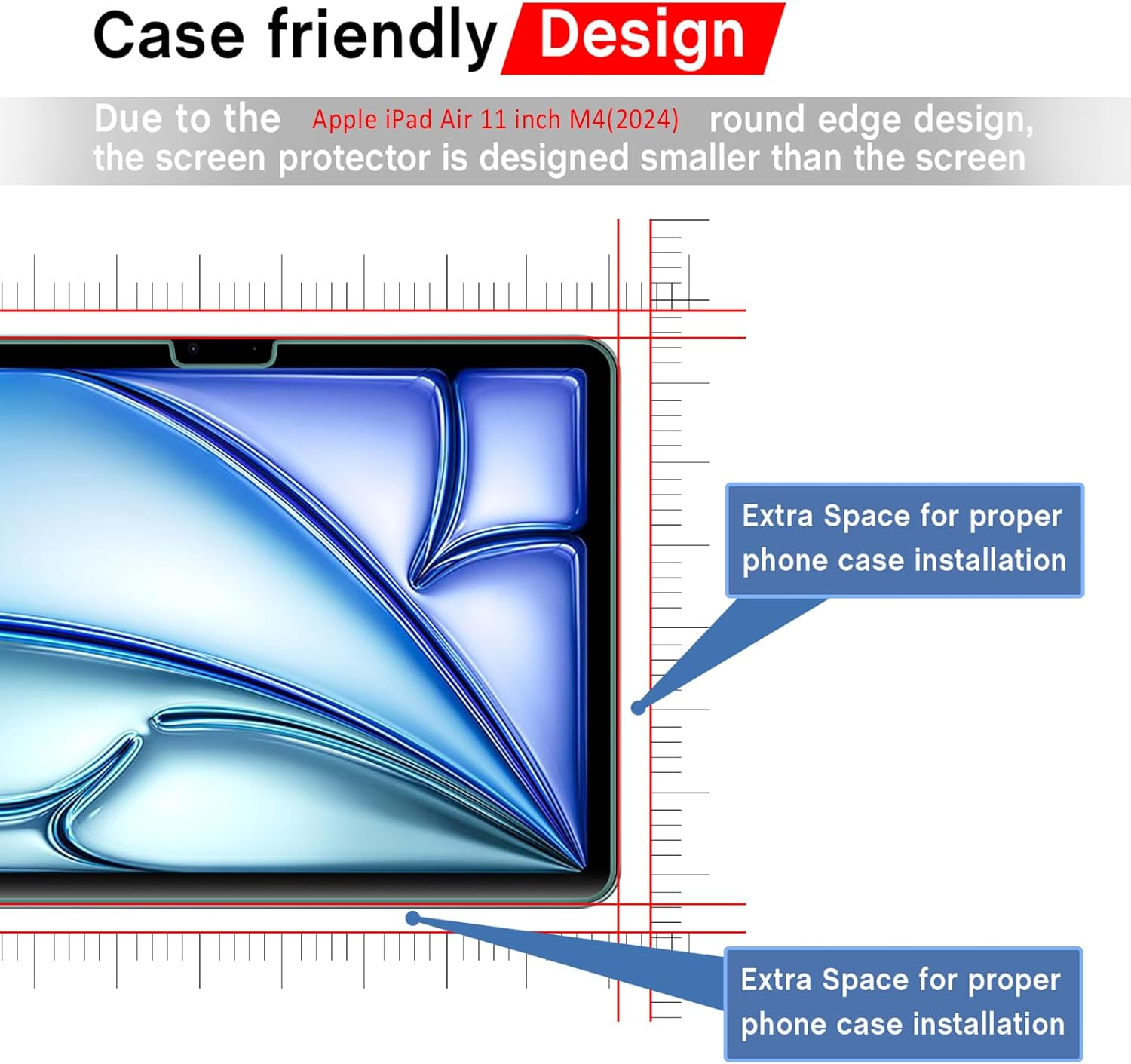 حماية شاشة زجاجي شفاف منحني من ANANK لجهاز iPad Air 11 بوصة (موديل 2024)