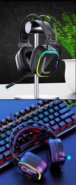 سماعة ألعاب Colusi CLS-200 سماعة رأس سلكية ميكروفون عازل للضوضاء، صوت محيطي ضوء RGB| أسود