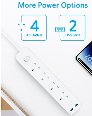 Anker 32 Power Strip 4 AC & 2 USB