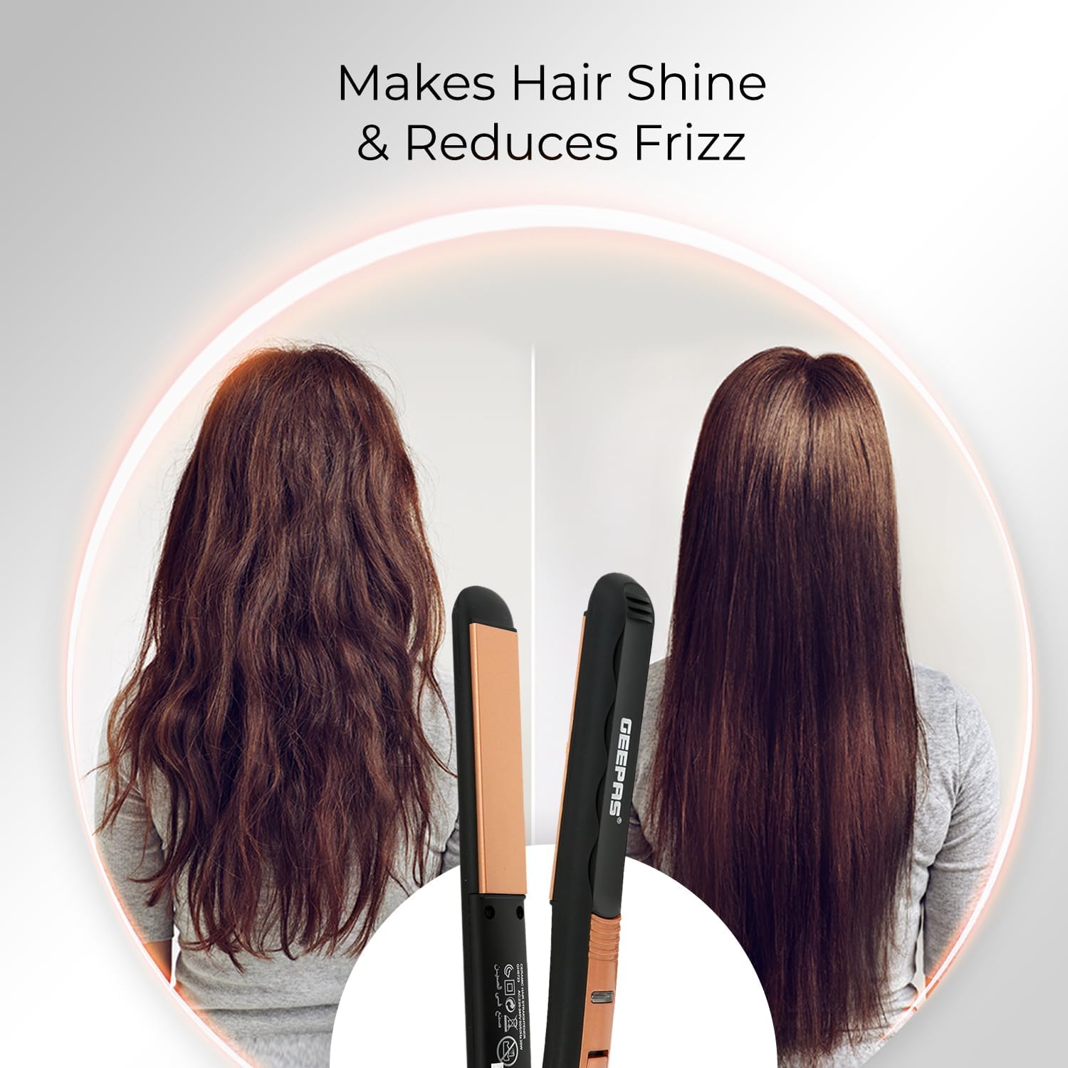 Geepas Ceramic Hair Straightener – Rose Gold