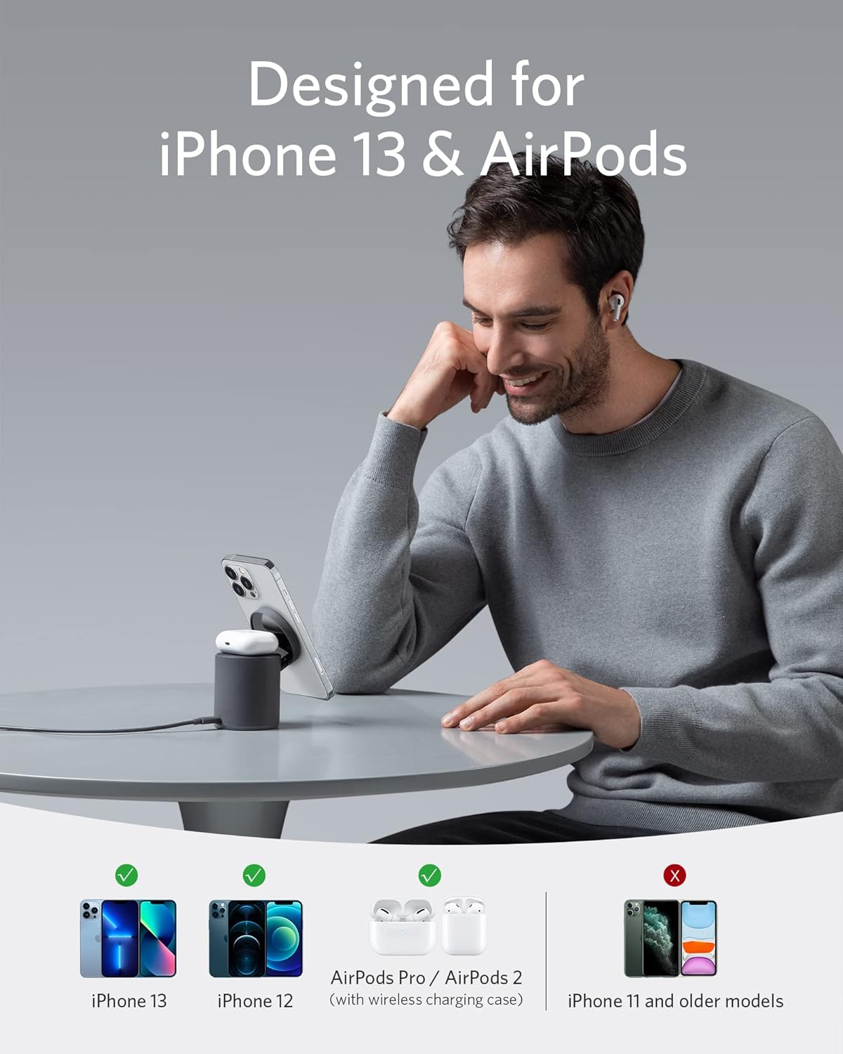 شاحن Anker المغناطيسي اللاسلكي 623 (MagGo) | أسود