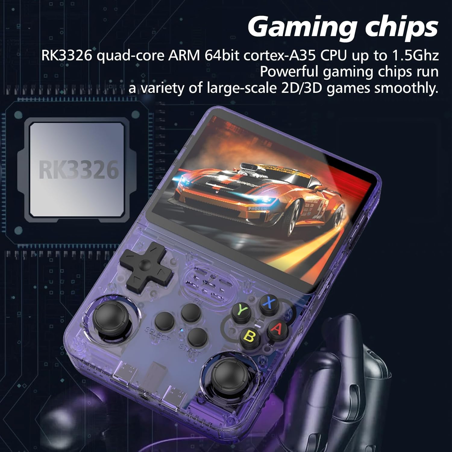 Asli Global Xretro Engine 3.5 Xretro Handheld Game Console With Linux System 128GB | Purple