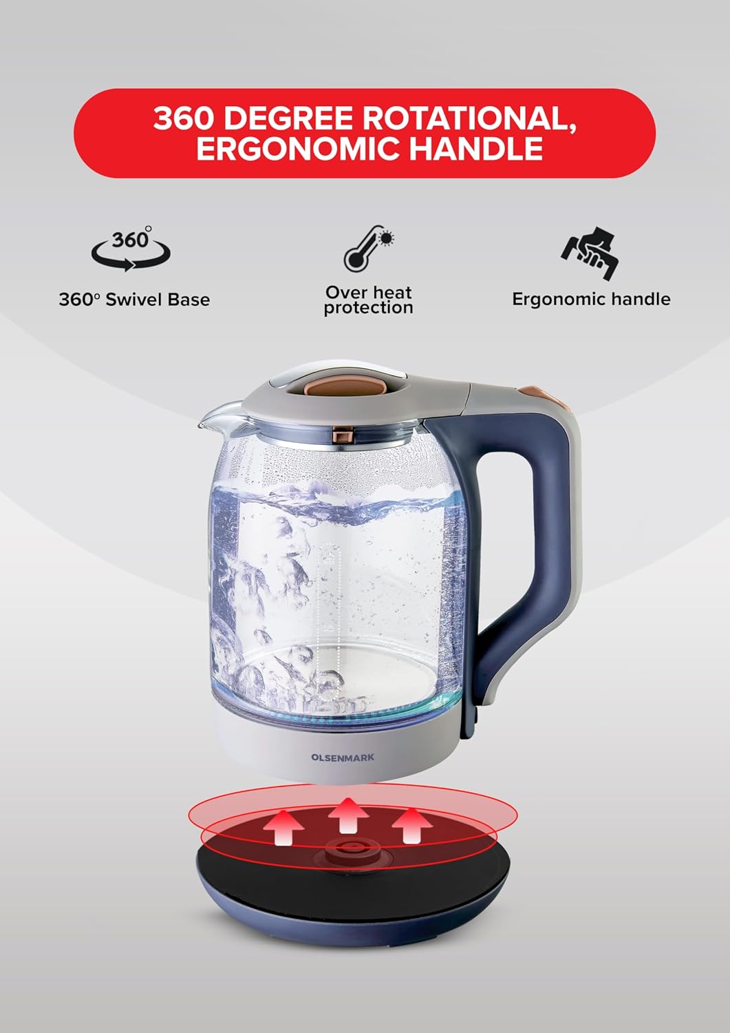 Olsenmark Illuminating Glass Kettle 1.8L 1500W