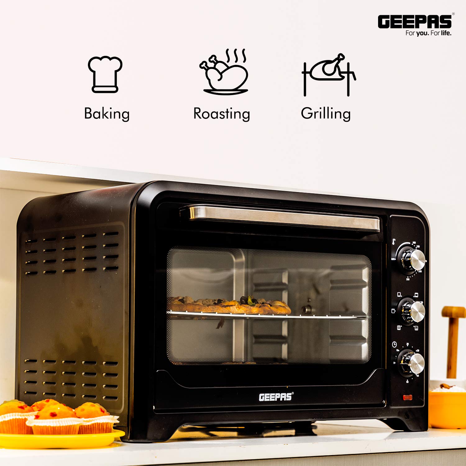 Geepas 42L Electric Oven with Convection & Rotisserie – 2000W Power