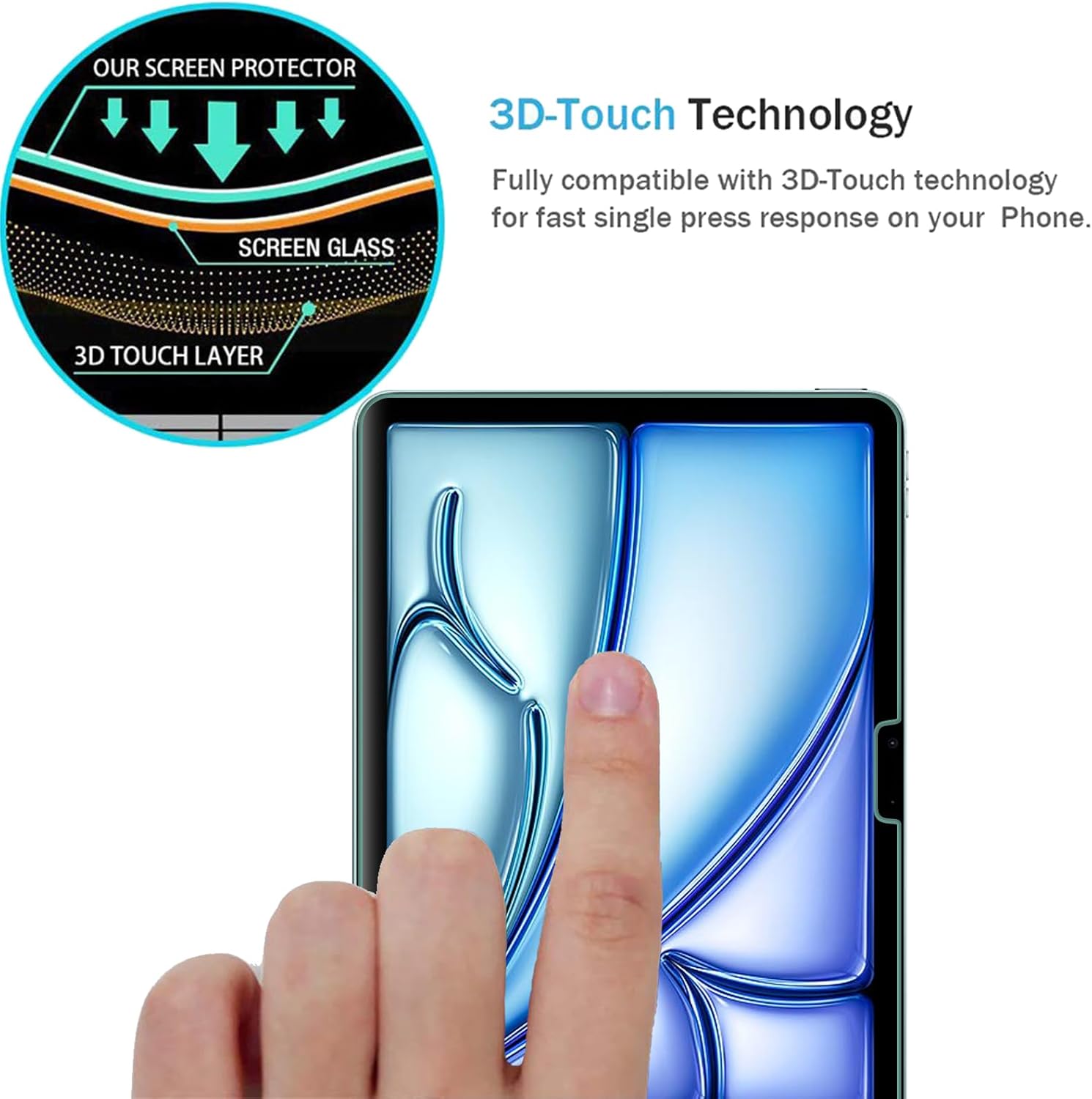 حماية شاشة زجاجي شفاف منحني من ANANK لجهاز iPad Air 11 بوصة (موديل 2024)