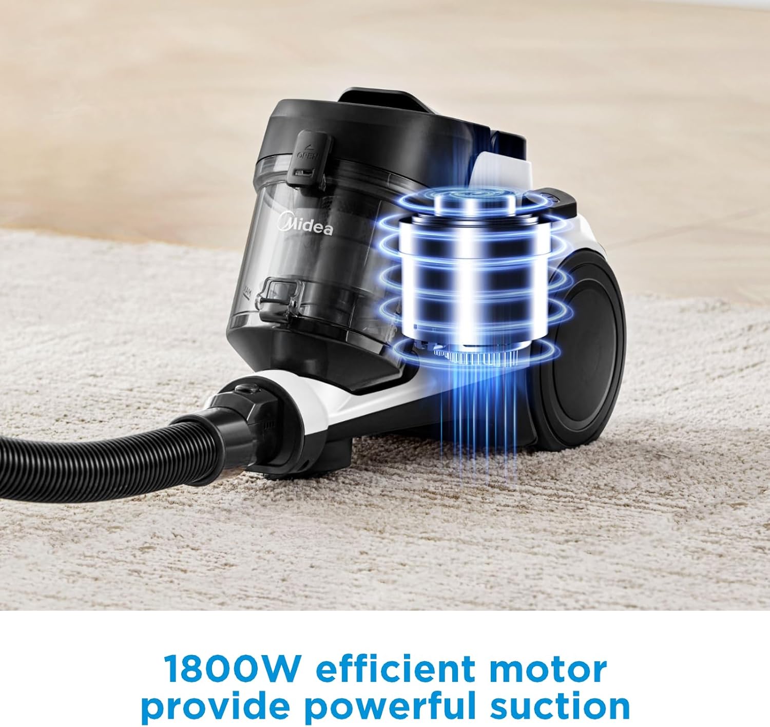 Midea Vacuum Cleaner 1800W Bagless Canister 2L Dust Capacity With HEPA Filter, 200W