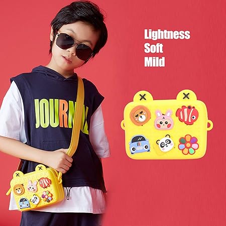 Kids Casual Handbag with Zipper & Adjustable Strap DIY Bag Fashion Creative Diagonal Bag Yellow | 220081