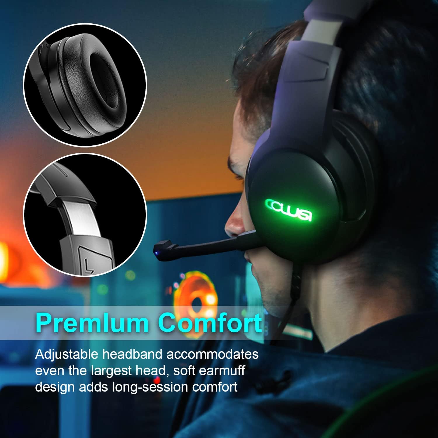 Colusi Multi-Platform Gaming Headset – 3.5mm + USB For PC, PS4/PS5, Xbox, Switch | Black