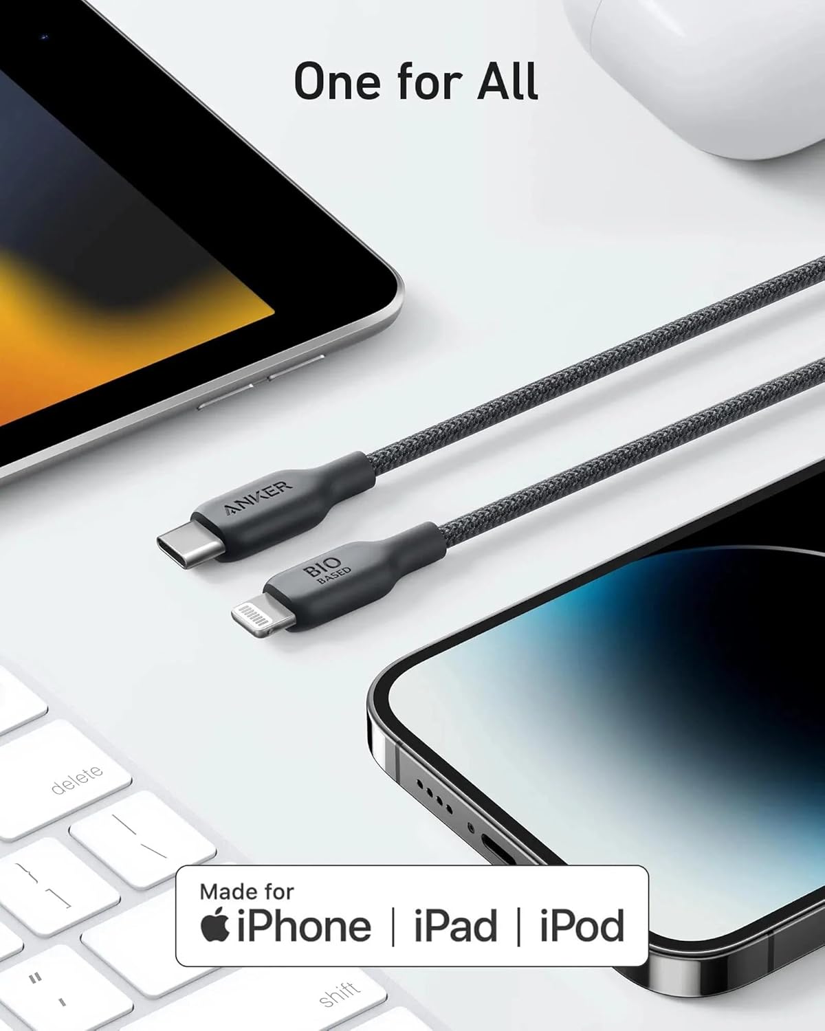 كيبل أنكر من النوع USB-C إلى Lightning - أسود