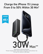 Anker 30W Fast Charging 10000 mAh Built-in USB-C Cable | Black
