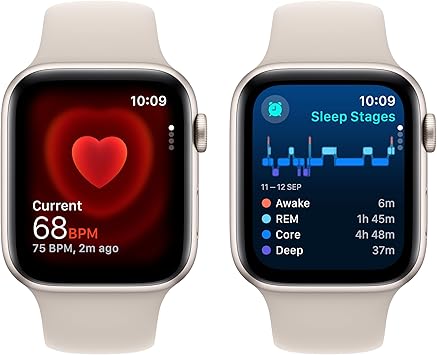 Apple Watch SE GPS 44mm Starlight Aluminum Case with Starlight Sport Band - M/L