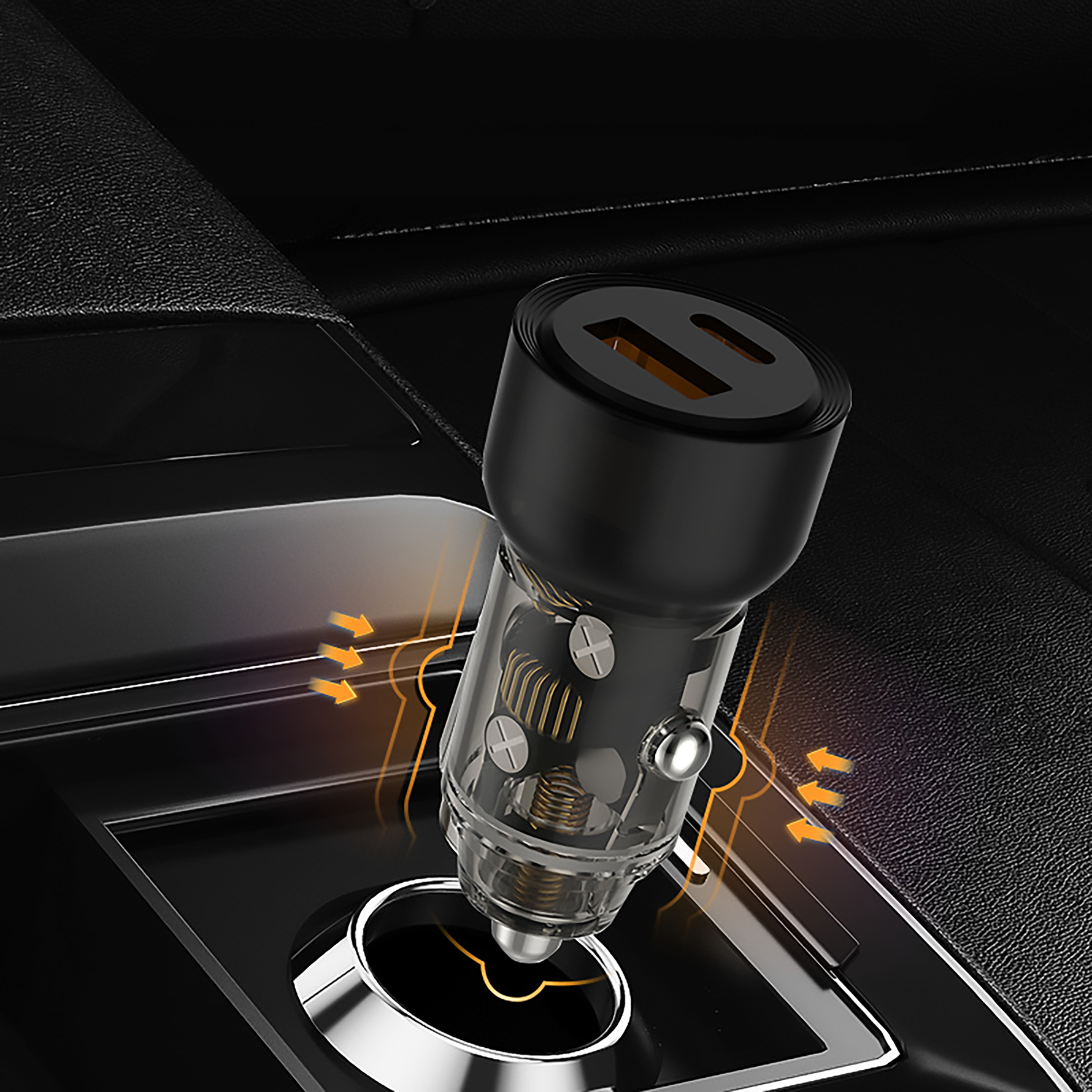 Asli Global Primuscharger Z Dual Port Transparent Car Charger 60W With PD & QC3.0