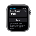 ساعة Apple Watch Series 6 GPS + Cellular مقاس 44mm بإطار من الفولاذ المقاوم للصدأ لون Silver وسوار Sport Band | اللون الأبيض – المقاس العادي.
