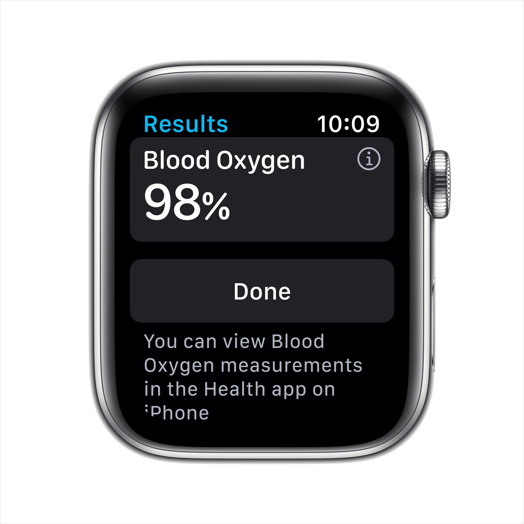 ساعة Apple Watch Series 6 GPS + Cellular مقاس 44mm بإطار من الفولاذ المقاوم للصدأ لون Silver وسوار Sport Band | اللون الأبيض – المقاس العادي.
