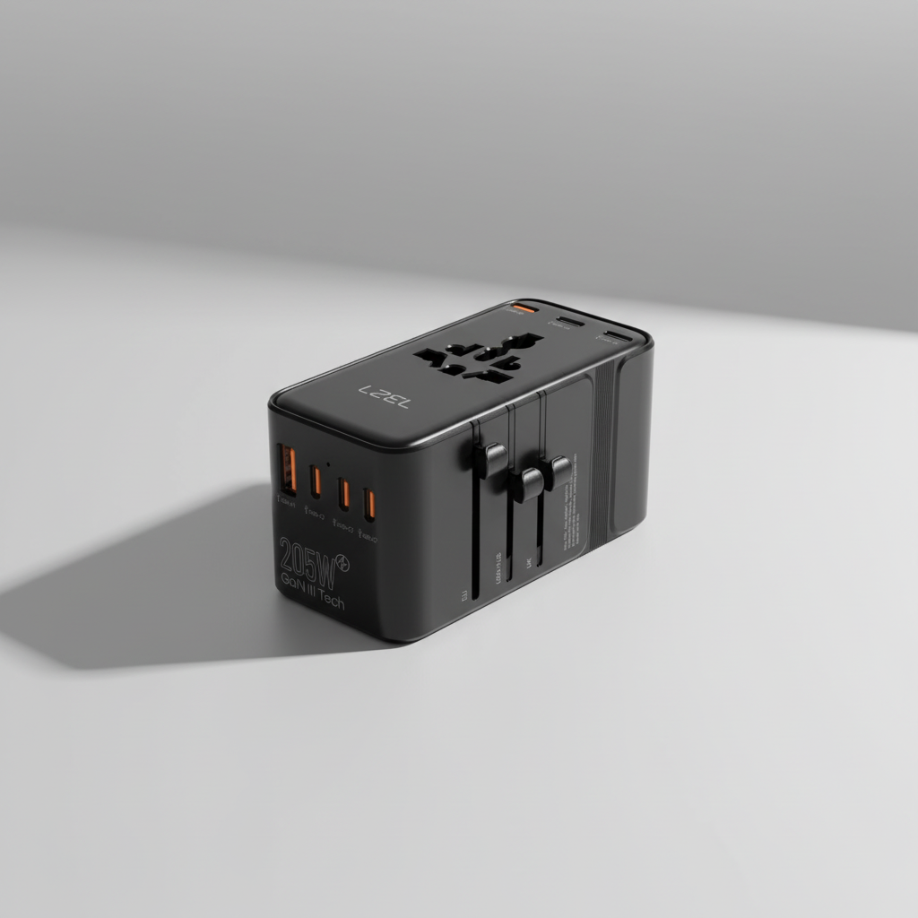 محول سفر سريع Voyage Globepowers من ليزل  بقوة 205 واط بتقنية GaN III و PD | أسود