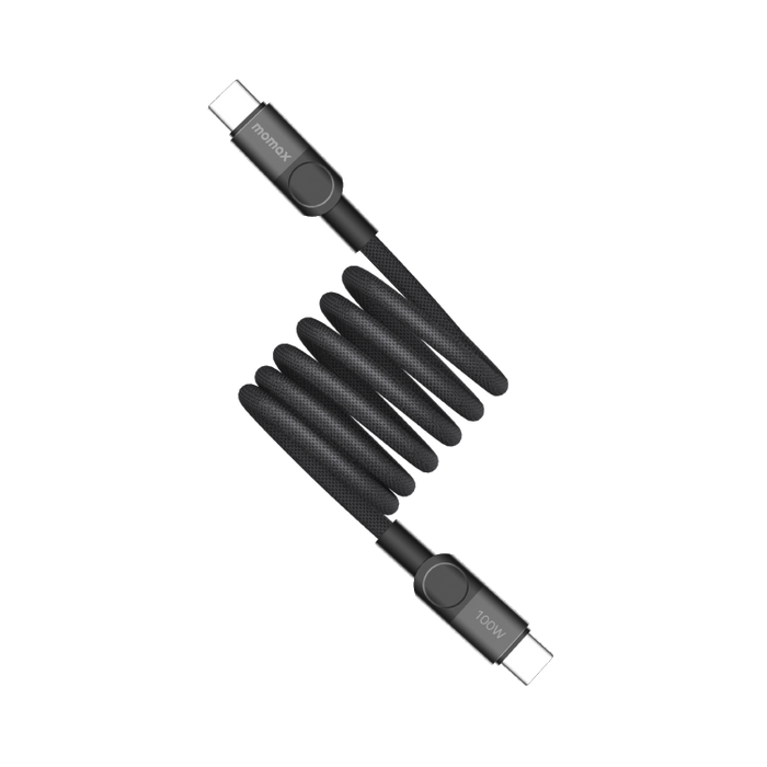 كيبل مغناطيسي Momax Mag-Link بقوة 100 واط، من USB-C إلى USB-C، طول 1 متر | أسود